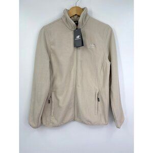 New Balance Womens Fleece Mock Neck Full Zip Sweater Jacket Cream Medium NEW